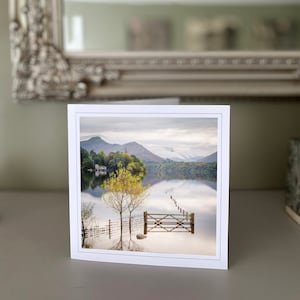 Derwent Water - Lake District - blanco wenskaart - landschapskaart - natuurkaart - beeldende kunst - Handgemaakte kaarten