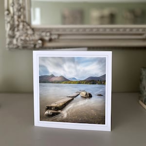 Derwent Water - Cat Bells, Lake District - carte de voeux vierge - carte paysage - carte nature - beaux-arts - cartes faites main