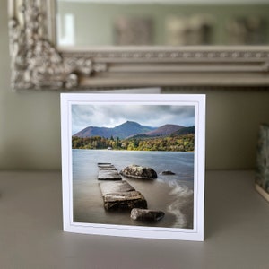 Derwent Water - Lake District - blanco wenskaart - landschapskaart - natuurkaart - beeldende kunst - Handgemaakte kaarten