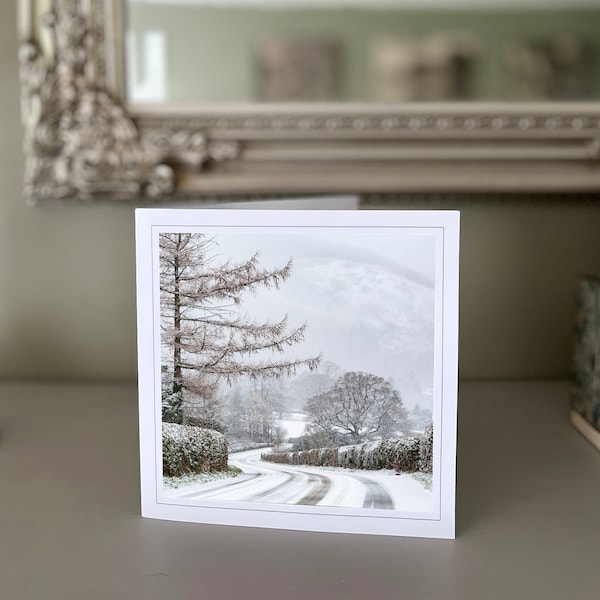 Fine art snow scene landscape card - Lake District - blank greetings card - Christmas card - winter card - Hand made cards
