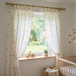 Musselin-Babygardinen – Gelbe Ente, Eiscreme-Muster, Kinderzimmerdekoration