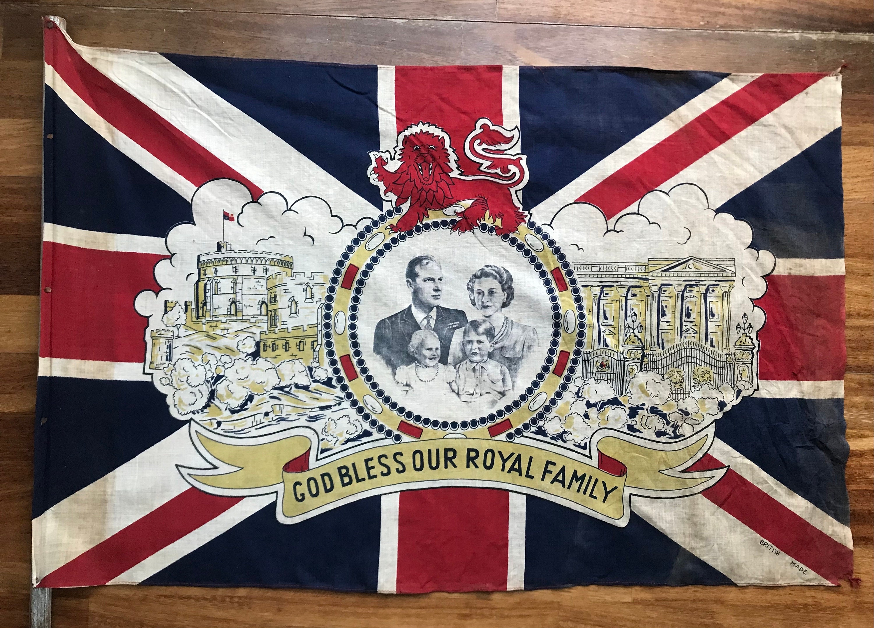 1993☆Queen☆ ヴィンテージ フラッグ UK Flag ©Queen Vintage Union Jack / Coronation of Queen Elizabeth II Flag