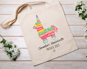 Personalized Bachelorette Fiesta Piñata Tote Bag Gift  / Reusable bag / Cruise / Mexico Bach Party / Beach Bag / Destination Wedding Tote