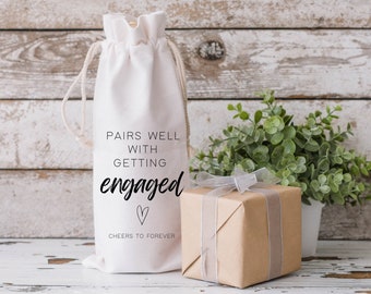 Engagement Wine Gift Bag/ pairs well with getting engaged /bride gift /wedding gift /engagement gifts for couples / wine tote / gift for her
