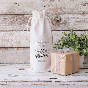 Pairs Well With Wedding Officiant Duties Wine Gift Bag / wedding officiant proposal / gifts under 15 / wine tote / wedding gift / officiant