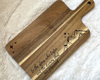 ACOTAR Cutting Board Decor /charcuterie board / engraved acacia wood /custom wooden a court of thorns and roses cheese board /housewarming