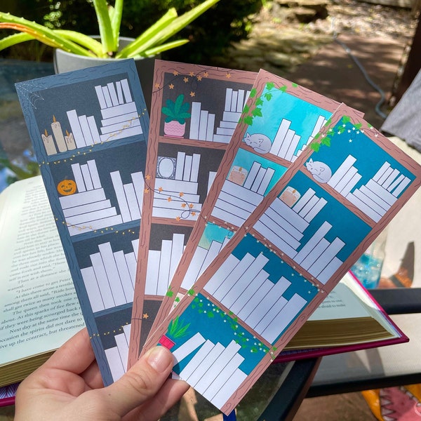 Bookshelf Tracker Bookmark, Reading List Bookmark, stocking stuffer, gift for book lover