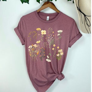 Yellow Wildflower Women&#39;s Tshirt / cottage core / floral tee / Ladies shirts / wild flower t-shirt / gifts for her / gift for mom / summer