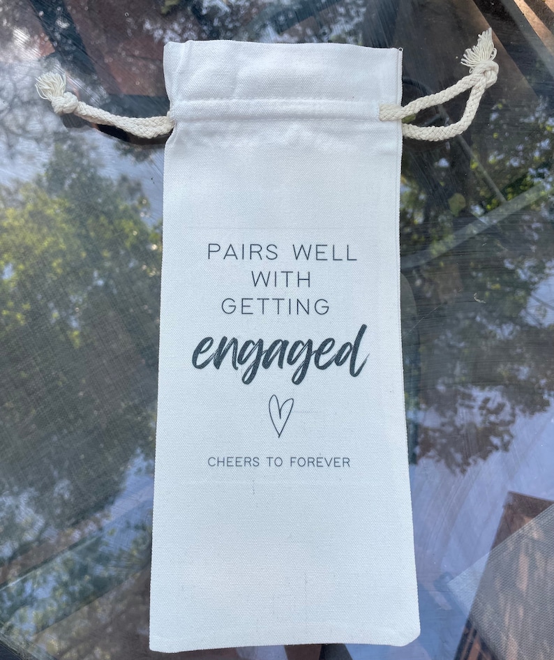 Engagement Wine Gift Bag/ pairs well with getting engaged /bride gift /wedding gift /engagement gifts for couples / wine tote / gift for her image 7