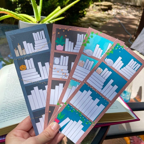 Cozy Bookshelf Bookmark Book Tracker Booklover Reading Log Etsy