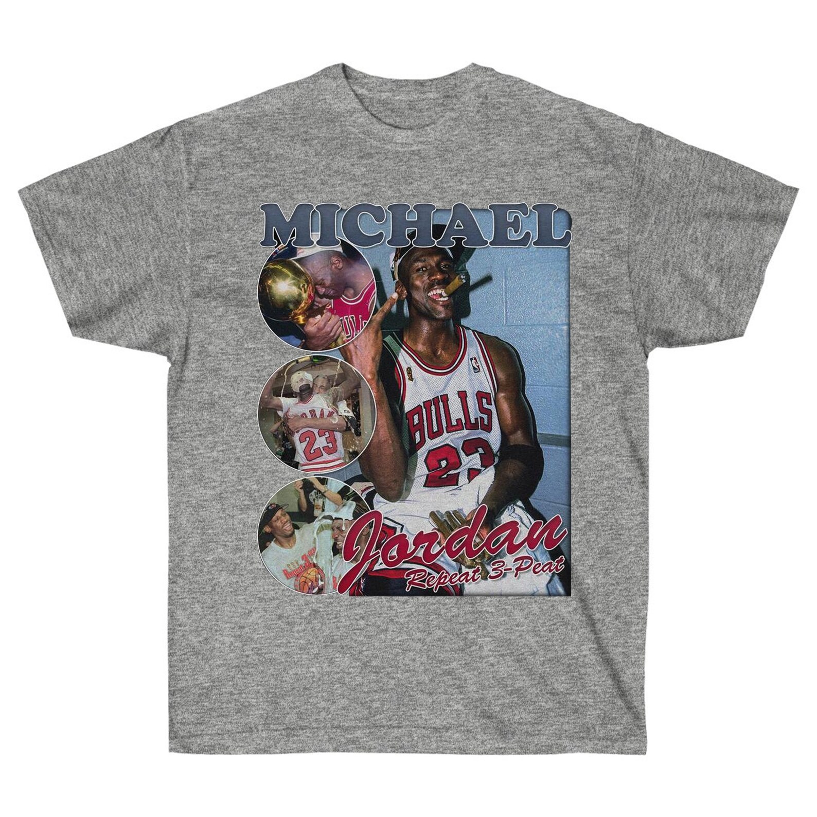 Michael Jordan Three Peat Shirt Michael Jordan Chicago Bulls Etsy