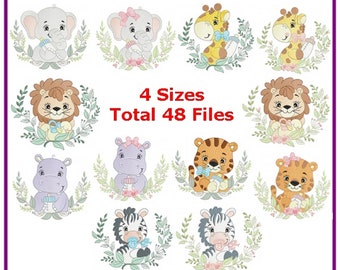 Safari animals embroidery designs machine embroidery pattern - instant download.