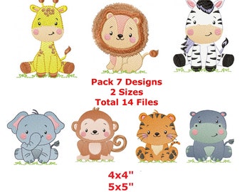 Safari animals embroidery designs machine embroidery pattern - instant download.