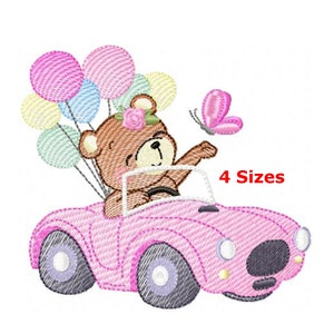 Bär im Auto Stickerei Designs Maschine Stickerei Muster - sofortiger Download.