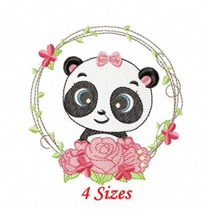 Panda Oso marco bordado diseños patrón de bordado de la máquina - descarga instantánea.