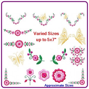 Flower designs machine embroidery pattern - instant download.