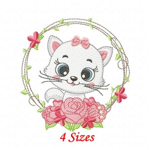 Cat in te Frame embroidery designs machine embroidery pattern - instant download.