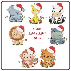 Natale Safari animali ricamo disegni modello di ricamo a macchina - download istantaneo.