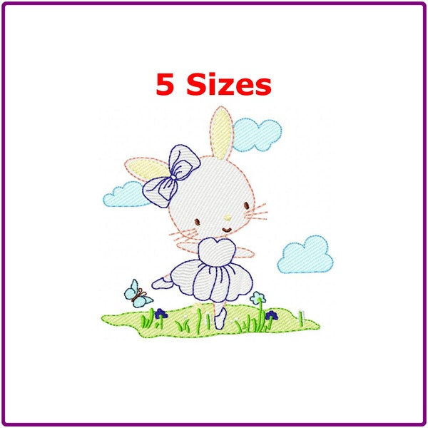 Ballerina Bunny Stickerei Designs Maschine Stickerei Muster - sofortiger Download.