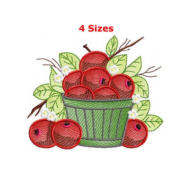 Basket of apples embroidery designs machine embroidery pattern - instant download.