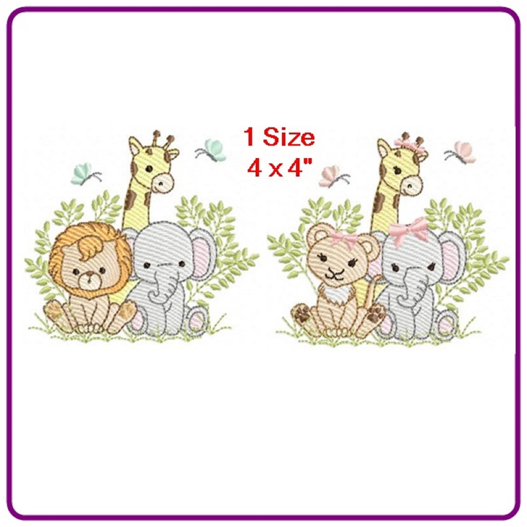 Little Safari Embroidered Converter - Pink