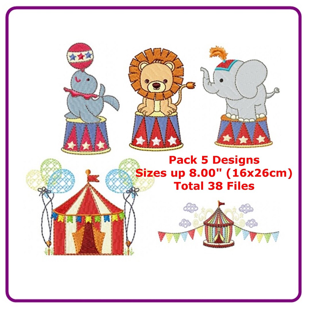 Circus Embroidery Designs Machine Embroidery Pattern - Instant Download ...