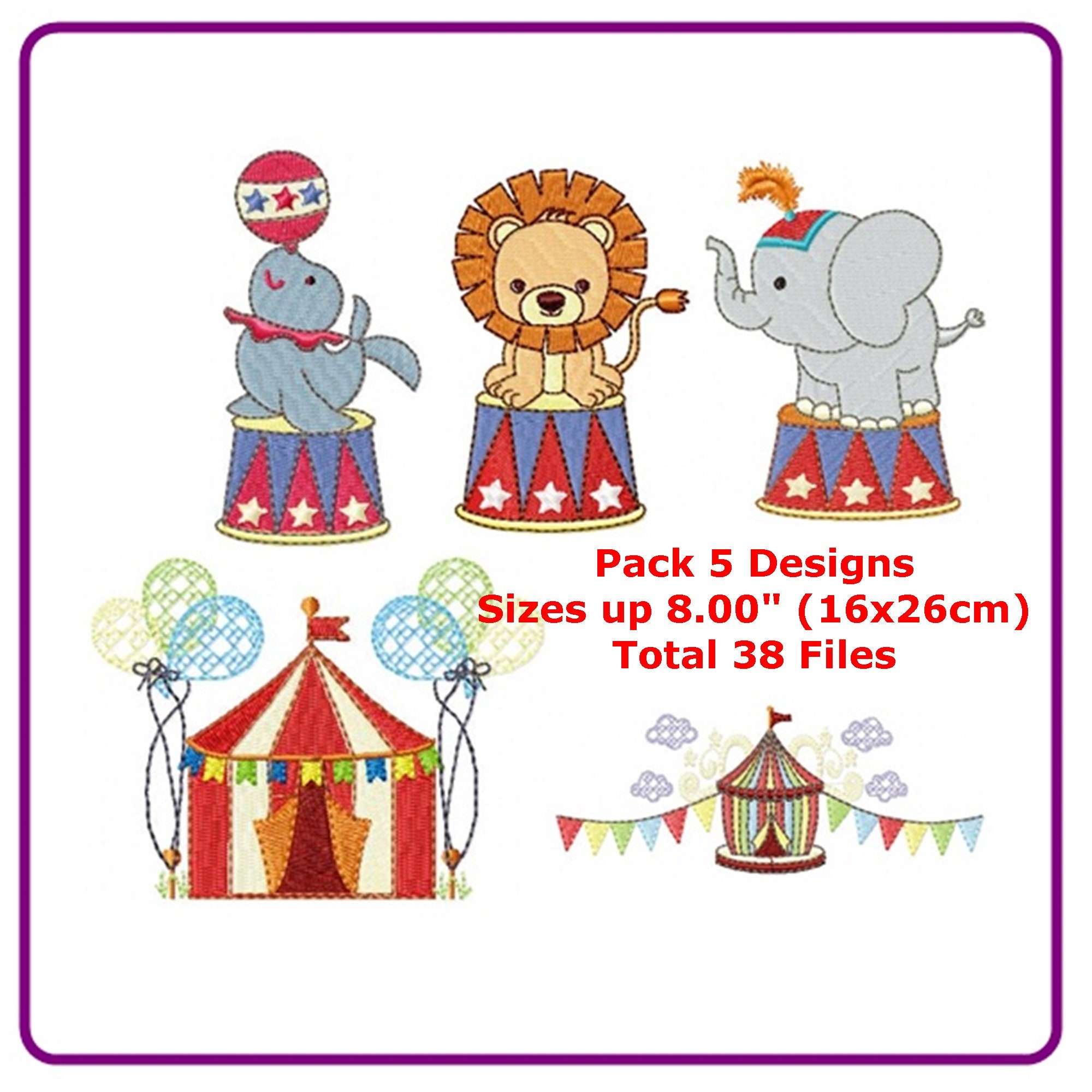 Circus embroidery designs machine embroidery pattern instant  etsy uk