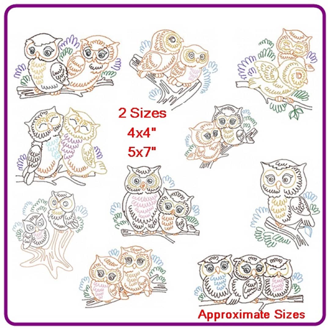 Owl Designs Machine Embroidery Pattern - Instant Download. - Etsy