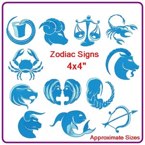 Znaki zodiaku wzory haftów wzór haftu maszynowego-natychmiastowe pobieranie.
