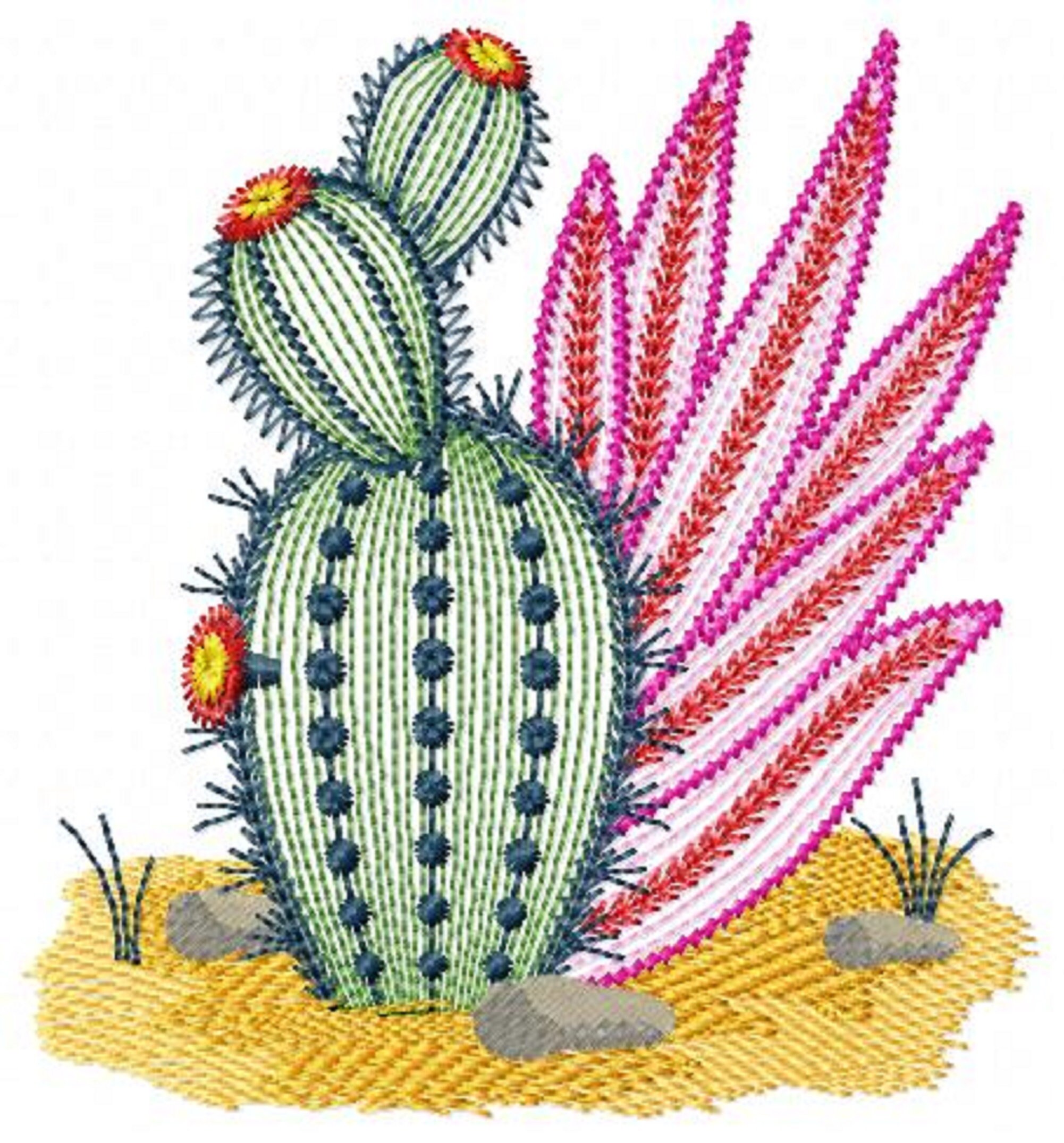 Cactus embroidery designs machine embroidery pattern instant Etsy