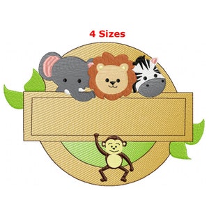 Safari frame animals embroidery design machine embroidery pattern - instant download.