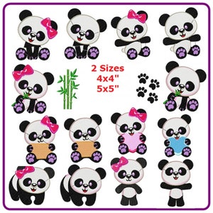 Pandas disegna modelli di ricamo a macchina - download immediato.