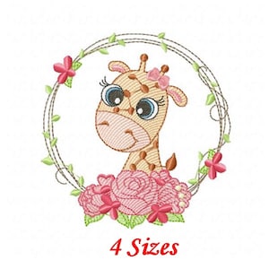 Giraffe Frame embroidery designs machine embroidery pattern - instant download.