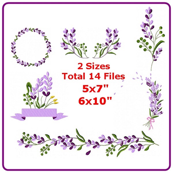 Lavender flowers embroidery designs machine embroidery pattern - instant download.