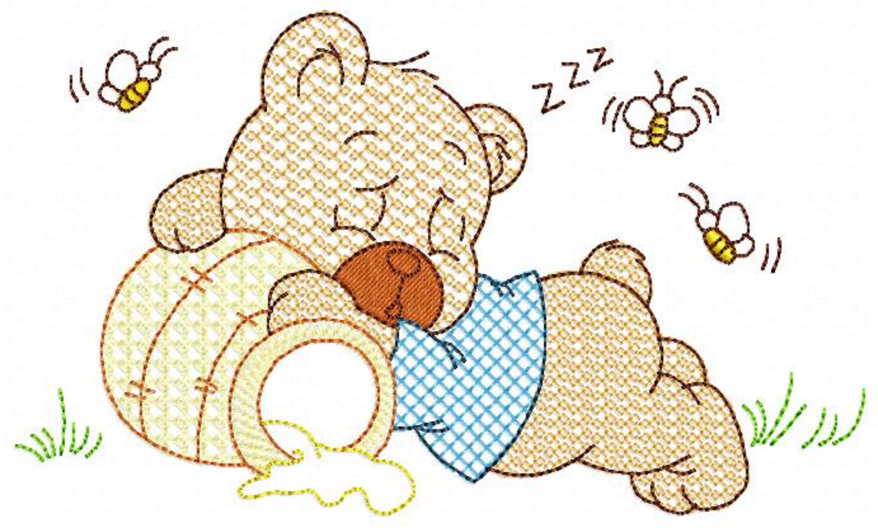 Sleeping Bear Embroidery Desings Machine Embroidery Pattern - Etsy