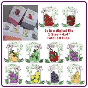 Fruit and days of the week embroidery designs machine embroidery pattern - instant download.