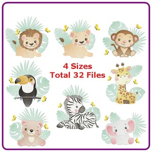 Safari Tiere Stickmuster Stickmuster Maschinenstickerei - direkter Download.