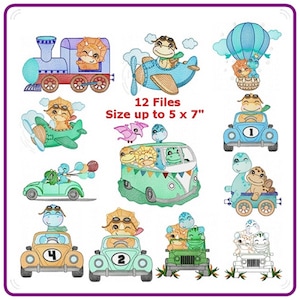 Dinosaurs animals embroidery designs machine embroidery pattern - instant download.