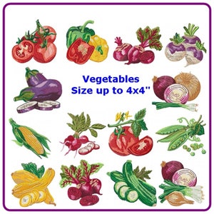 Vegetable designs machine embroidery pattern - instant download.