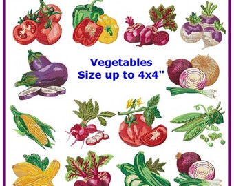 Vegetable designs machine embroidery pattern - instant download.