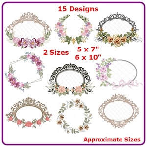 Frames designs machine embroidery pattern - instant download.