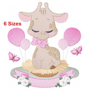 Giraffe baby girl embroidery designs machine embroidery pattern - instant download.