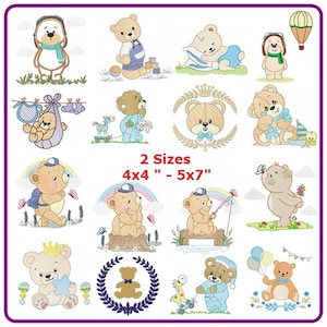 Bear designs machine embroidery pattern - instant download.