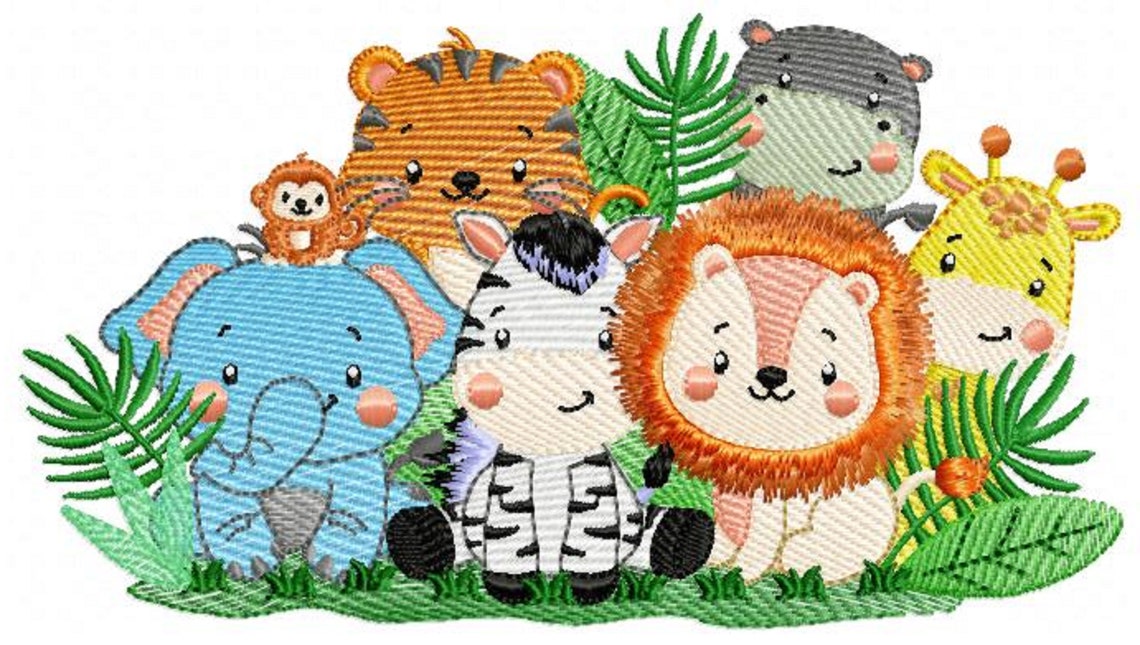 Safari Animals Embroidery Designs Machine Embroidery Pattern Etsy
