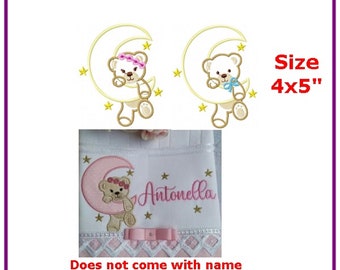 Bears on the moon embroidery designs machine embroidery pattern - instant download.