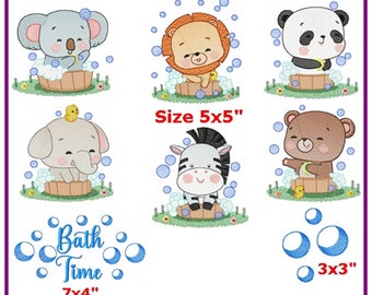 Bath Time animals embroidery designs machine embroidery pattern - instant download.