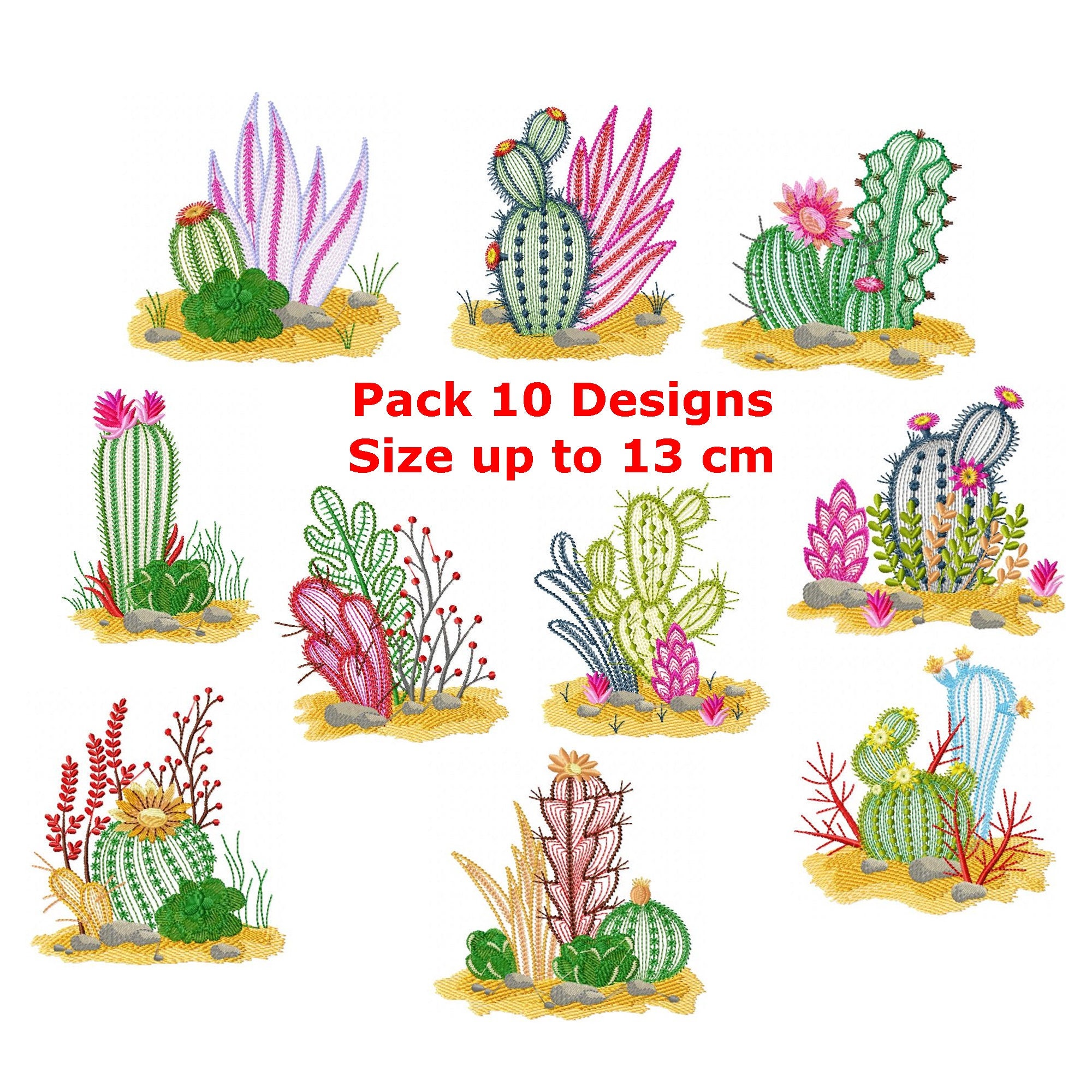 Cactus embroidery designs machine embroidery sybju instant  etsy Cactus embroidery designs machine embroidery sybju instant  etsy