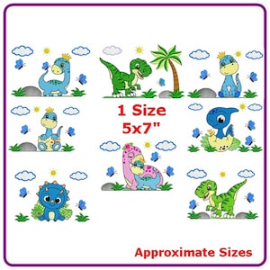 Dinosaurios diseña patrón de bordado a máquina - descarga instantánea.