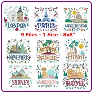 Villes fichiers motifs de broderie motif de broderie machine - téléchargement immédiat.