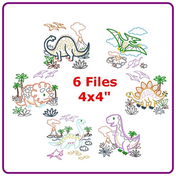 Dinosaurs Animals Embroidery Designs Machine Embroidery Etsy